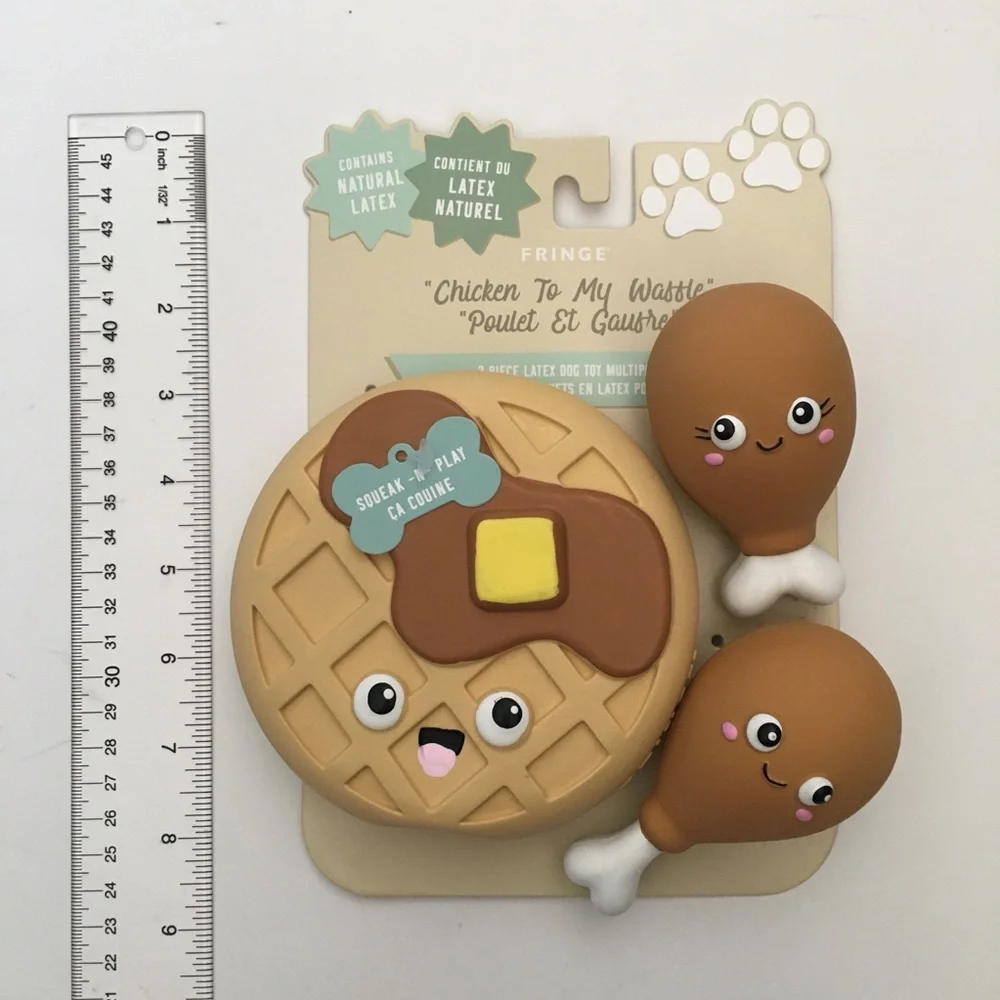 Dog Toys Latex Squeakers “Chicken to My Waffle” Set of 3 NEW | Fringe